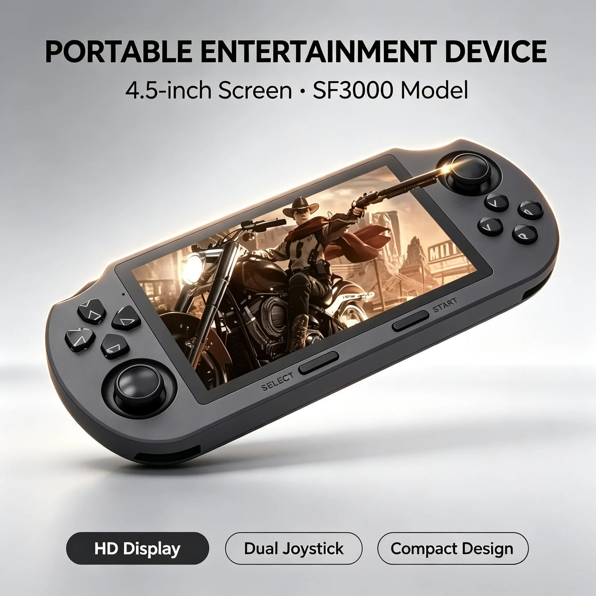SF3000 Retro Handheld Game Console | 4.5" IPS Screen | 20,000+ Built-In Games | 64GB | Black