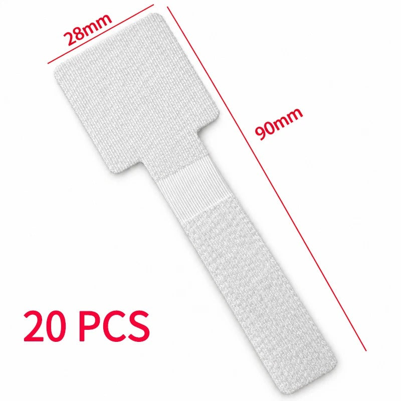 Self-Adhesive Cable Organizer Straps | 20-Piece Reusable Hook & Loop Cord Ties | Desktop Wire Management for USB, Charging & Data Cables