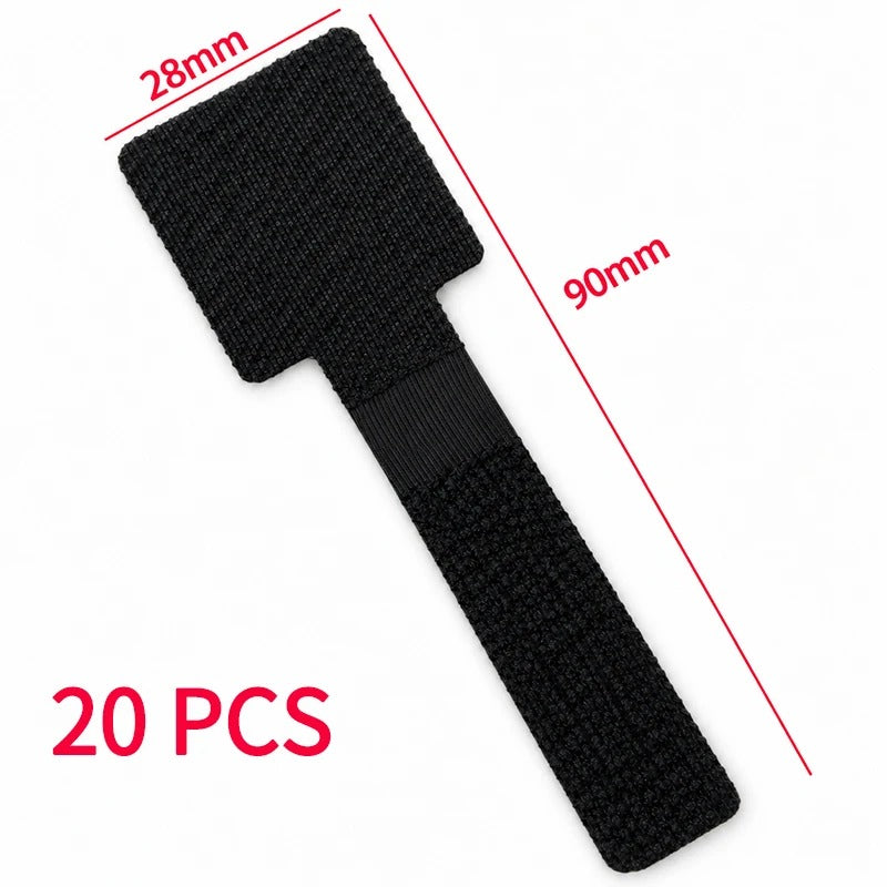 Self-Adhesive Cable Organizer Straps | 20-Piece Reusable Hook & Loop Cord Ties | Desktop Wire Management for USB, Charging & Data Cables