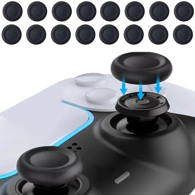 PS5/PS4 Thumb Grip Caps | 6-Piece Silicone Anti-Slip Joystick Cover Set | Replacement Analog Stick Grips for PlayStation 5 & 4 Controllers — Black