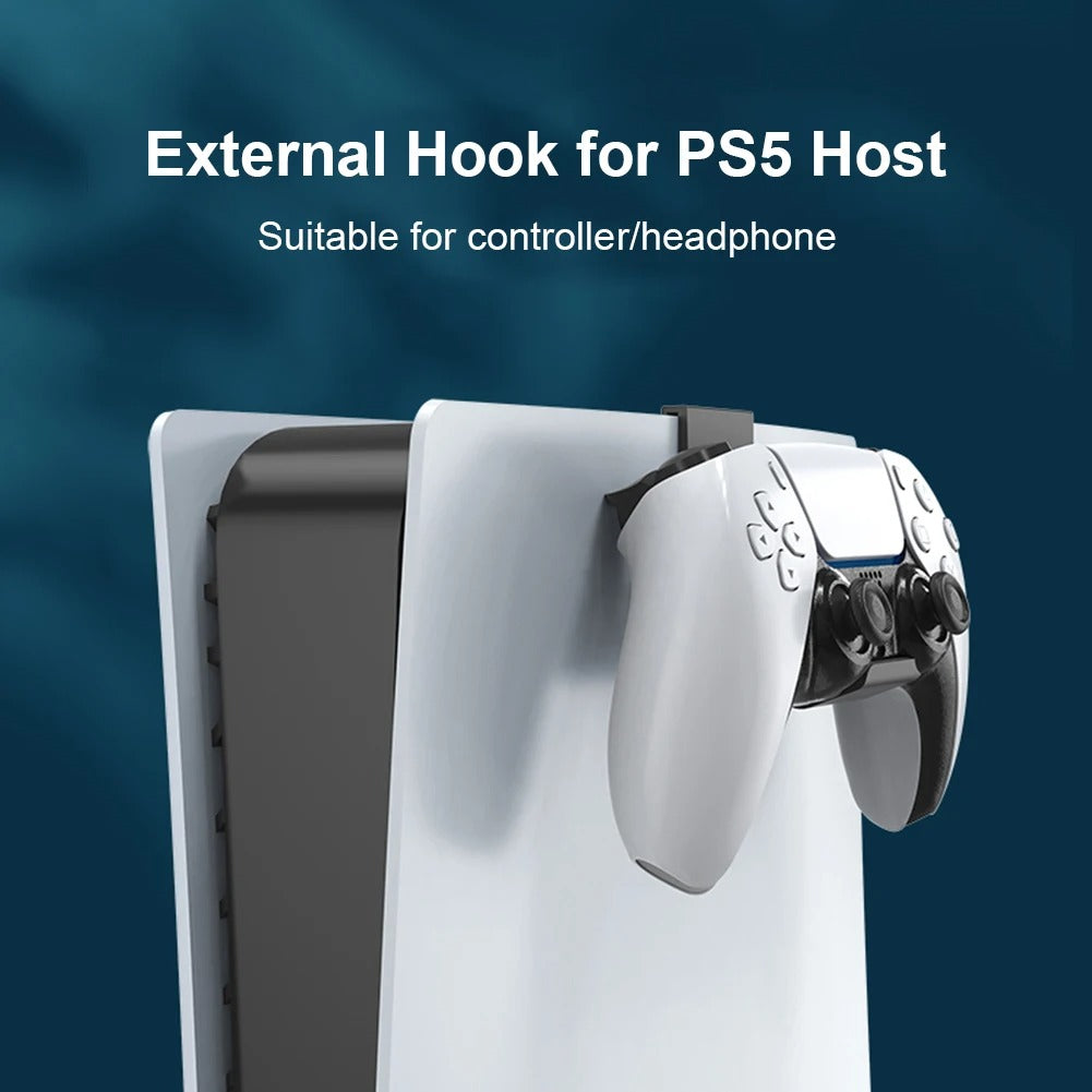 PS5 Headphone Stand Wall Mount Holder | Metal Headset Hanger & Controller Hook | Space-Saving Wall Bracket for PS5/PS5 Slim/PS5 Pro  — Black