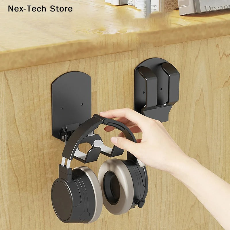 Wall Mounted Gaming Headset & Controller Bracket | No-Punch Adhesive Wall Holder for PS5/PS4/Xbox | Space-Saving Storage Rack with 3 Hooks