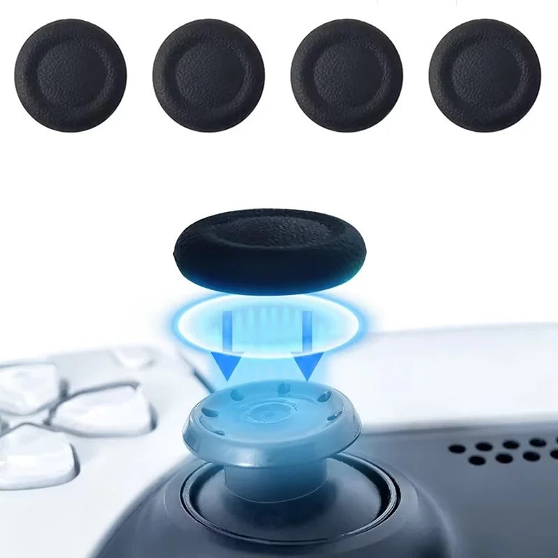 PS5/PS4 Thumb Grip Caps | 6-Piece Silicone Anti-Slip Joystick Cover Set | Replacement Analog Stick Grips for PlayStation 5 & 4 Controllers — Black