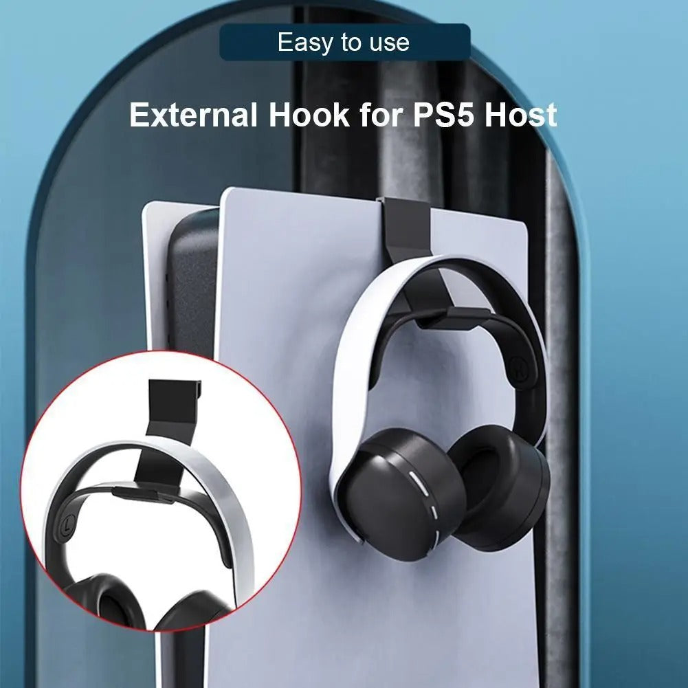 PS5 Headphone Stand Wall Mount Holder | Metal Headset Hanger & Controller Hook | Space-Saving Wall Bracket for PS5/PS5 Slim/PS5 Pro  — Black