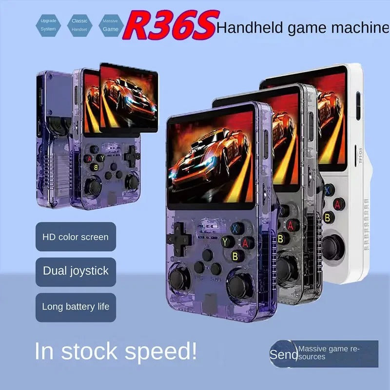 R36S Retro Handheld Game Console | 3.5" IPS Screen | 64GB | 20,000+ Preloaded Games | Dual Joysticks | Linux Open Source | 3500mAh Battery | Portable Pocket Gaming for Kids & Adults