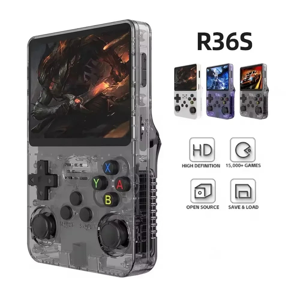 R36S Retro Handheld Game Console | 3.5" IPS Screen | 64GB | 20,000+ Preloaded Games | Dual Joysticks | Linux Open Source | 3500mAh Battery | Portable Pocket Gaming for Kids & Adults
