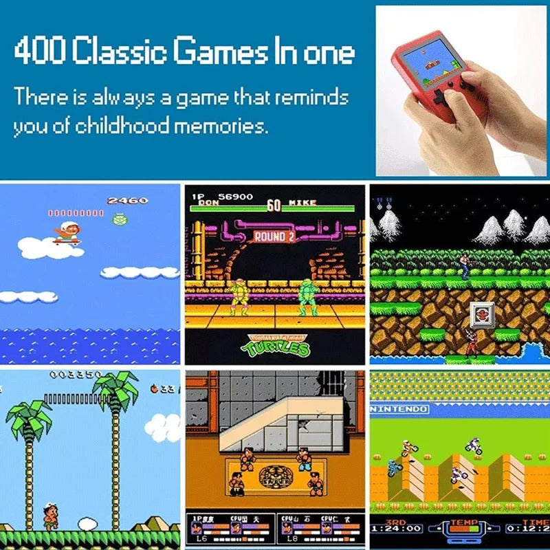 400 in 1 Mini Handheld Game Console | 2.4" Color LCD Screen | 8-Bit Retro Video Game Player | Portable Pocket Gameboy with TV Output | Rechargeable Battery | Gift for Kids & Adults