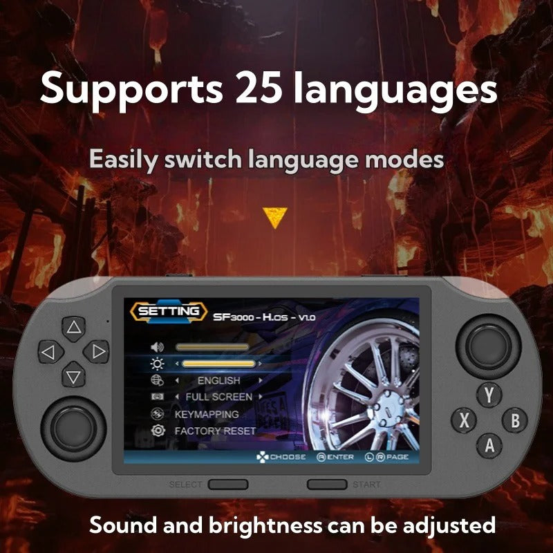SF3000 Retro Handheld Game Console | 4.5" IPS Screen | 20,000+ Built-In Games | 64GB | Black