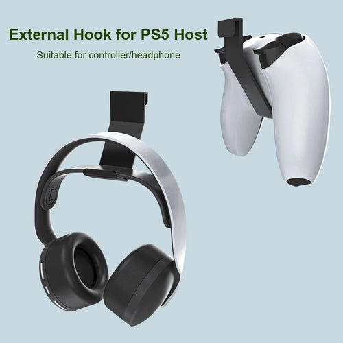PS5 Headphone Stand Wall Mount Holder | Metal Headset Hanger & Controller Hook | Space-Saving Wall Bracket for PS5/PS5 Slim/PS5 Pro  — Black