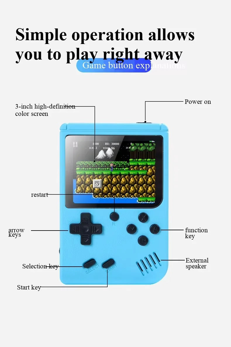 400 in 1 Mini Handheld Game Console | 2.4" Color LCD Screen | 8-Bit Retro Video Game Player | Portable Pocket Gameboy with TV Output | Rechargeable Battery | Gift for Kids & Adults