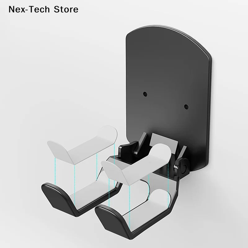 Wall Mounted Gaming Headset & Controller Bracket | No-Punch Adhesive Wall Holder for PS5/PS4/Xbox | Space-Saving Storage Rack with 3 Hooks