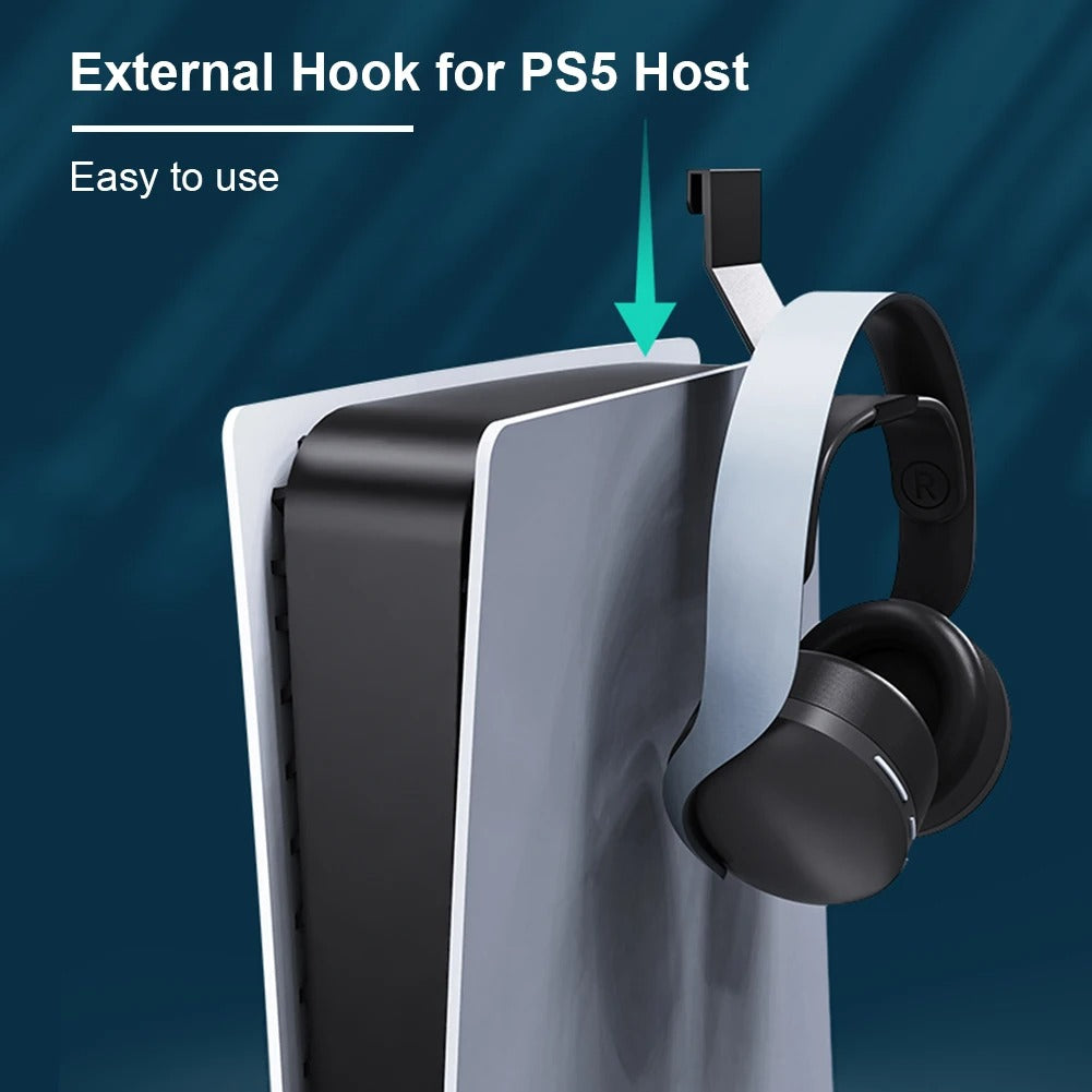 PS5 Headphone Stand Wall Mount Holder | Metal Headset Hanger & Controller Hook | Space-Saving Wall Bracket for PS5/PS5 Slim/PS5 Pro  — Black