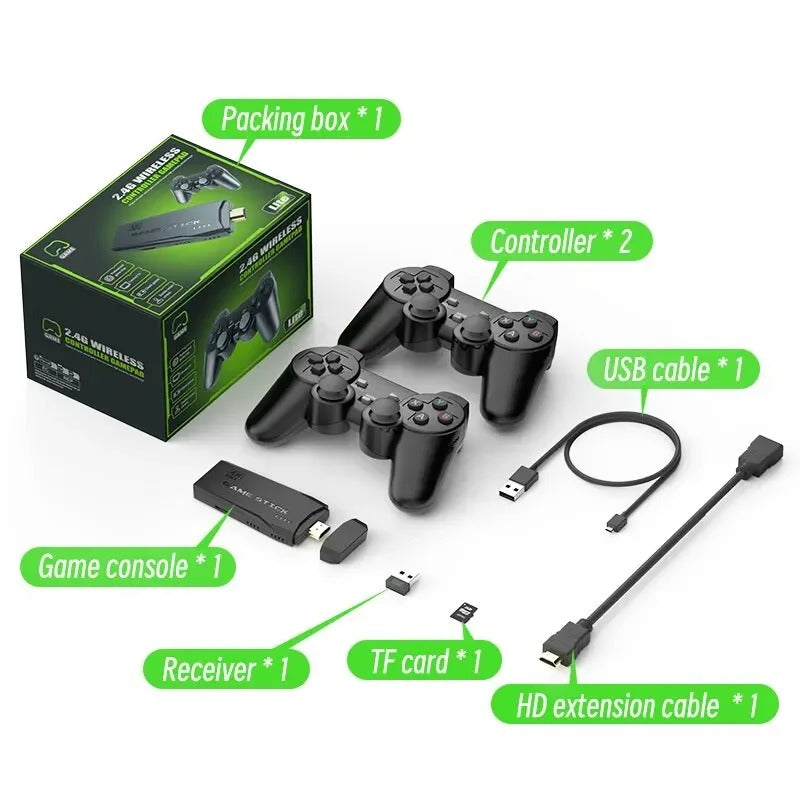 4K HDMI Retro Game Console | 20,000+ Built-In Games | Dual 2.4G Wireless Controllers | 64GB | Plug & Play TV Gaming Stick for PS1/SNES/NES