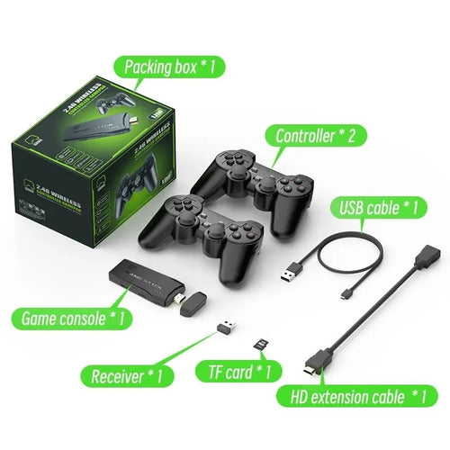 4K HDMI Retro Game Console | 20,000+ Built-In Games | Dual 2.4G Wireless Controllers | 64GB | Plug & Play TV Gaming Stick for PS1/SNES/NES
