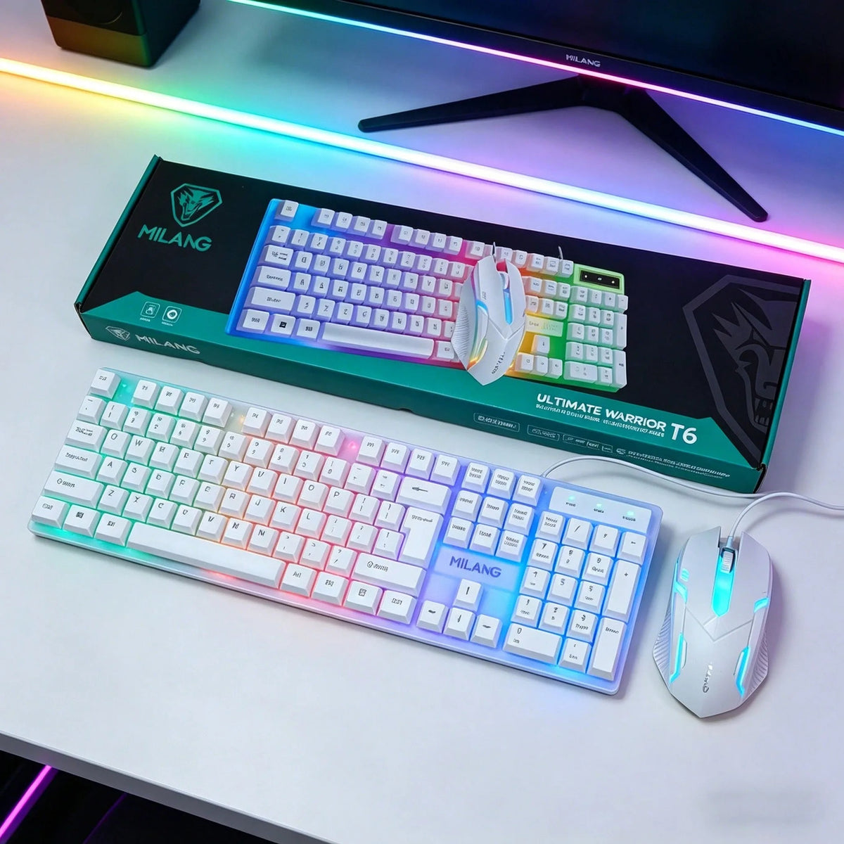 RGB Gaming Keyboard and Mouse Combo | Wired 104-Key Mechanical-Feel Keyboard | LED Backlit | Ergonomic Gaming Mouse | USB Plug & Play for PC & Laptop