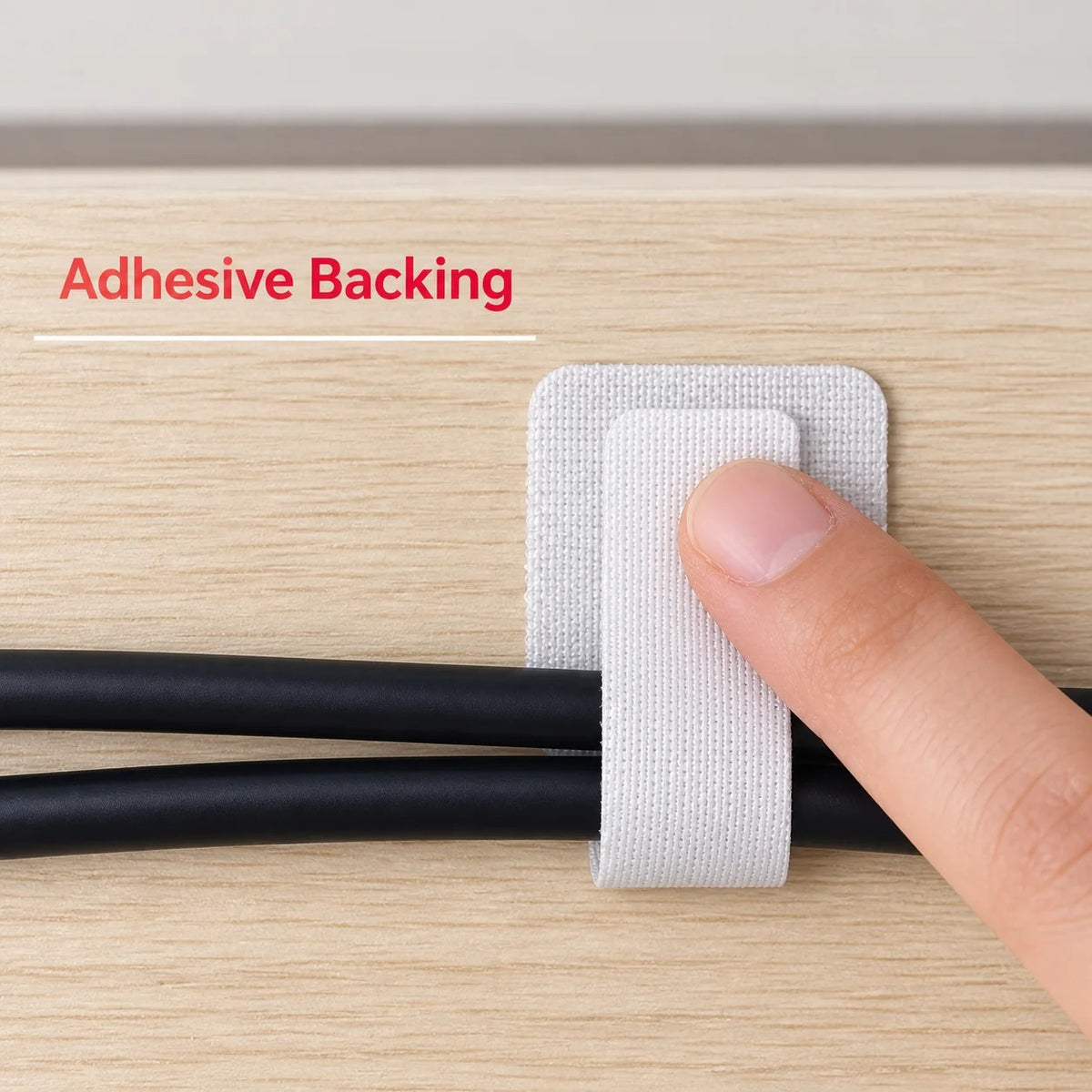 Self-Adhesive Cable Organizer Straps | 20-Piece Reusable Hook & Loop Cord Ties | Desktop Wire Management for USB, Charging & Data Cables
