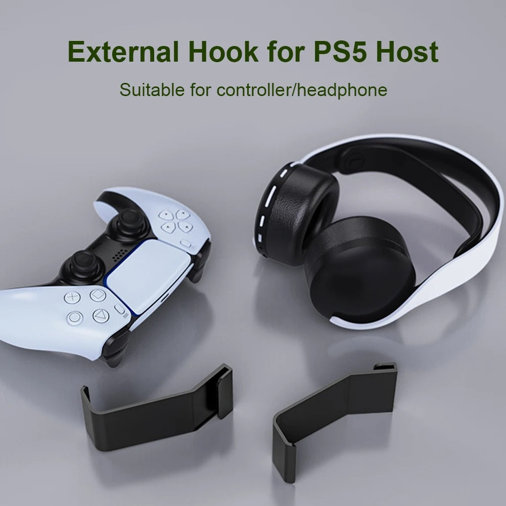 PS5 Headphone Stand Wall Mount Holder | Metal Headset Hanger & Controller Hook | Space-Saving Wall Bracket for PS5/PS5 Slim/PS5 Pro  — Black