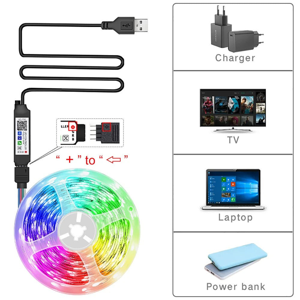 RGB LED Strip Lights 30m (98ft) | App Control + Remote | Music Sync | 16 Million Colors | Flexible Tape Light for Bedroom, Gaming Room, Party Decor