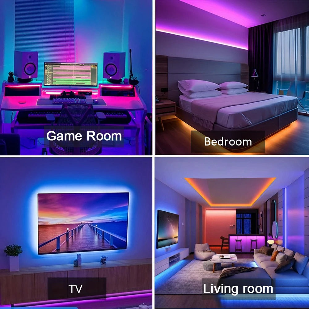 RGB LED Strip Lights 30m (98ft) | App Control + Remote | Music Sync | 16 Million Colors | Flexible Tape Light for Bedroom, Gaming Room, Party Decor