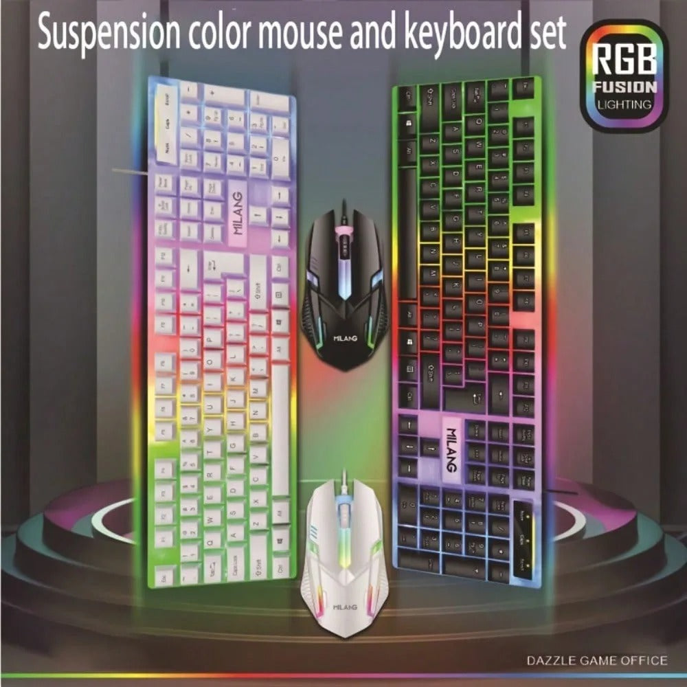 RGB Gaming Keyboard and Mouse Combo | Wired 104-Key Mechanical-Feel Keyboard | LED Backlit | Ergonomic Gaming Mouse | USB Plug & Play for PC & Laptop