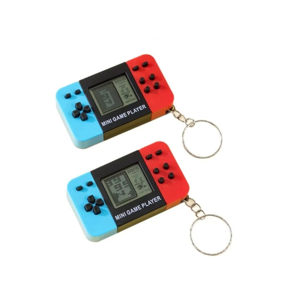 Classic Tetris Handheld Game Console Keychain | Mini Retro Electronic Game Pendant | Portable Pocket Game Toy with O-Shaped Buckle — 1PC