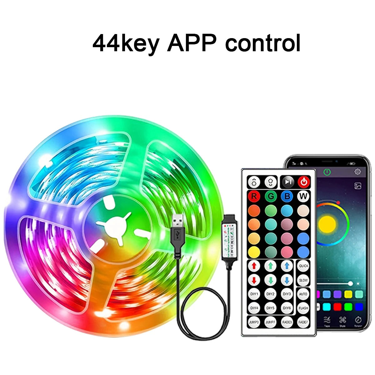 RGB LED Strip Lights 30m (98ft) | App Control + Remote | Music Sync | 16 Million Colors | Flexible Tape Light for Bedroom, Gaming Room, Party Decor